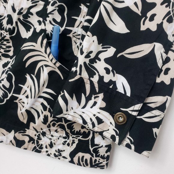 Christopher & Banks Women's Black Button Down White Tan Floral Jacket Coat - Picture 5 of 10